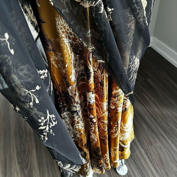 Dana Buchman Black And Gold Silk Sheer Layered Maxi Skirt - Picture 8 of 10